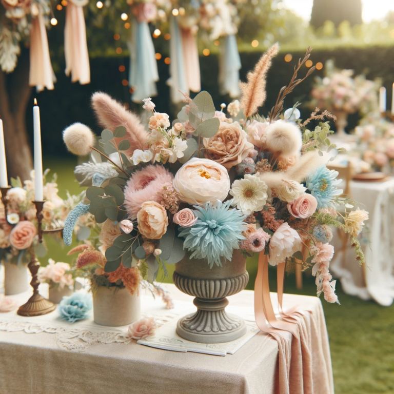 Arranjos florais em cores suaves para decoração vintage