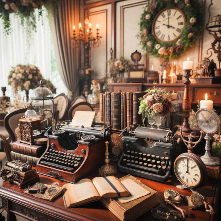 Móveis e objetos antigos usados na decoração vintage de festa